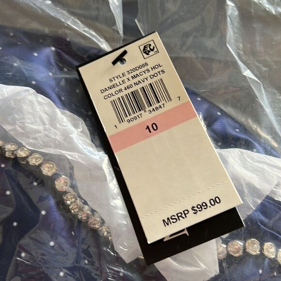 NWT WeWoreWhat Danielle Bernstein Puff Sleeve Dot Cut Out Rhinestone Mini Dress - Picture 7 of 7